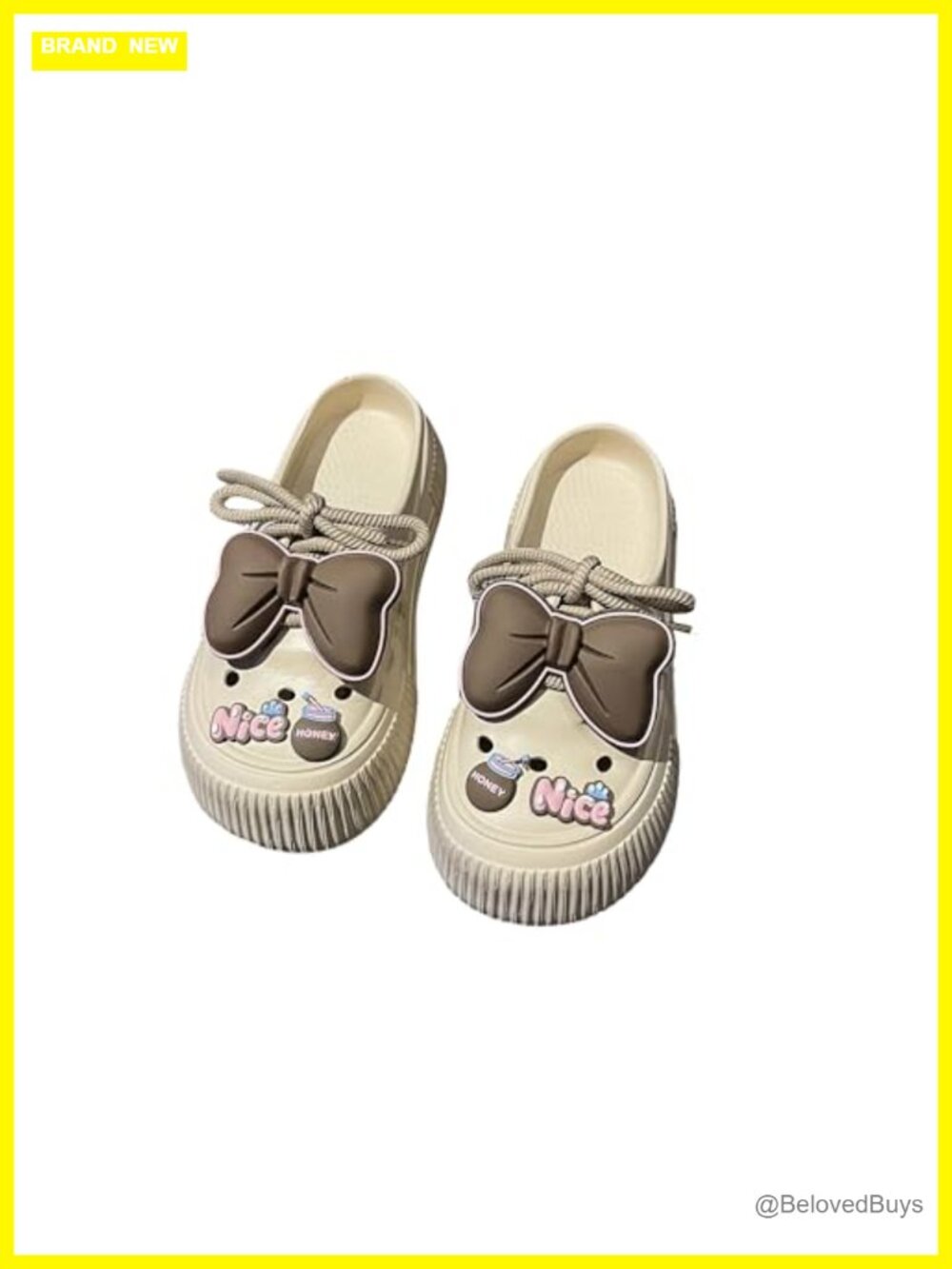 Women's Platform Slide Sandals with Bow Charm, Cushioned Footbed